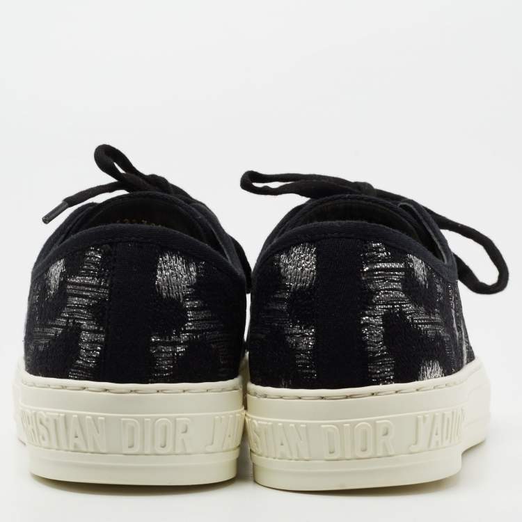 مملوكة مسبقًا Dior Black/Silver Lurex Fabric Walk'N'Dior Low Top Sneakers Size 38.5