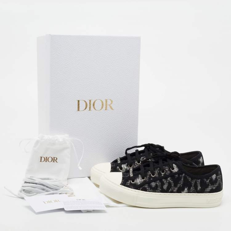 مملوكة مسبقًا Dior Black/Silver Lurex Fabric Walk'N'Dior Low Top Sneakers Size 38.5
