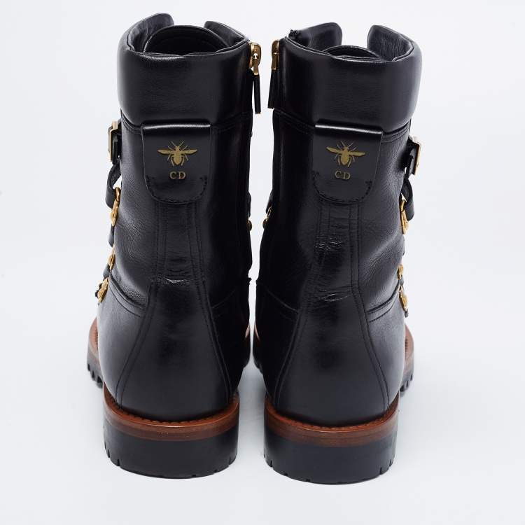 Pre Owned Dior Black Leather Wildior Combat Boots Size 39