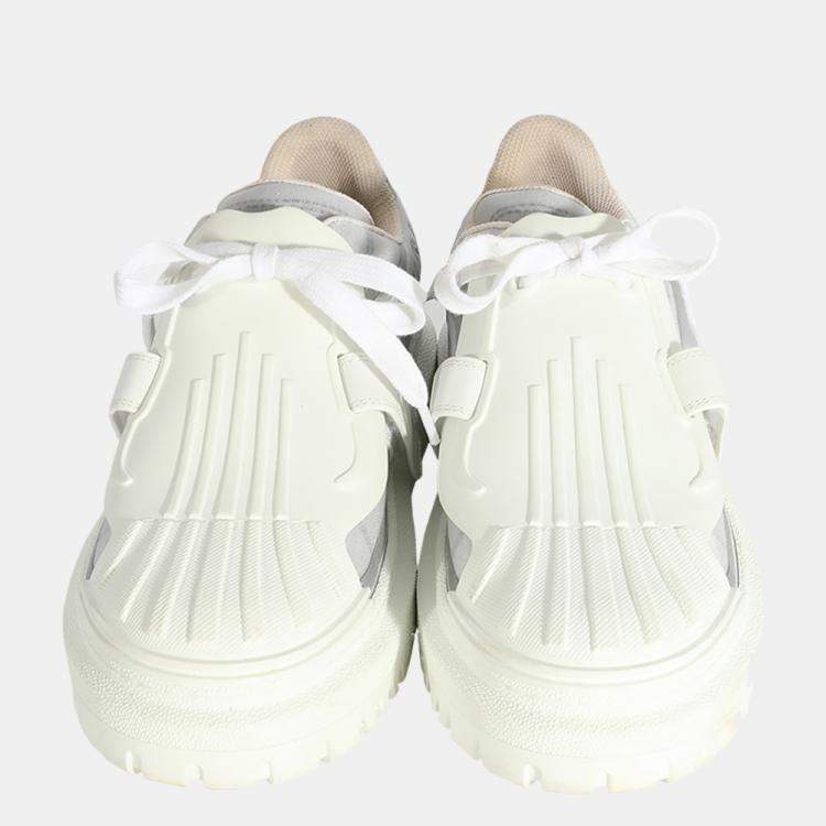 Pre Owned Dior Wmns White/Silver Calfskin and Transparent Rubber ID Sneaker EUR 39