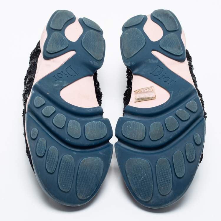 مملوكة مسبقًا Dior Black Embellished Mesh Fusion Slip-On Sneakers Size 38