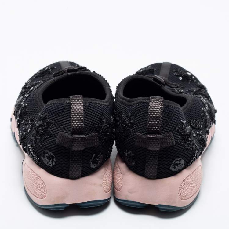 مملوكة مسبقًا Dior Black Embellished Mesh Fusion Slip-On Sneakers Size 38