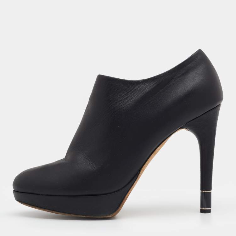 Pre Owned Dior Black Leather Booties Size 38
