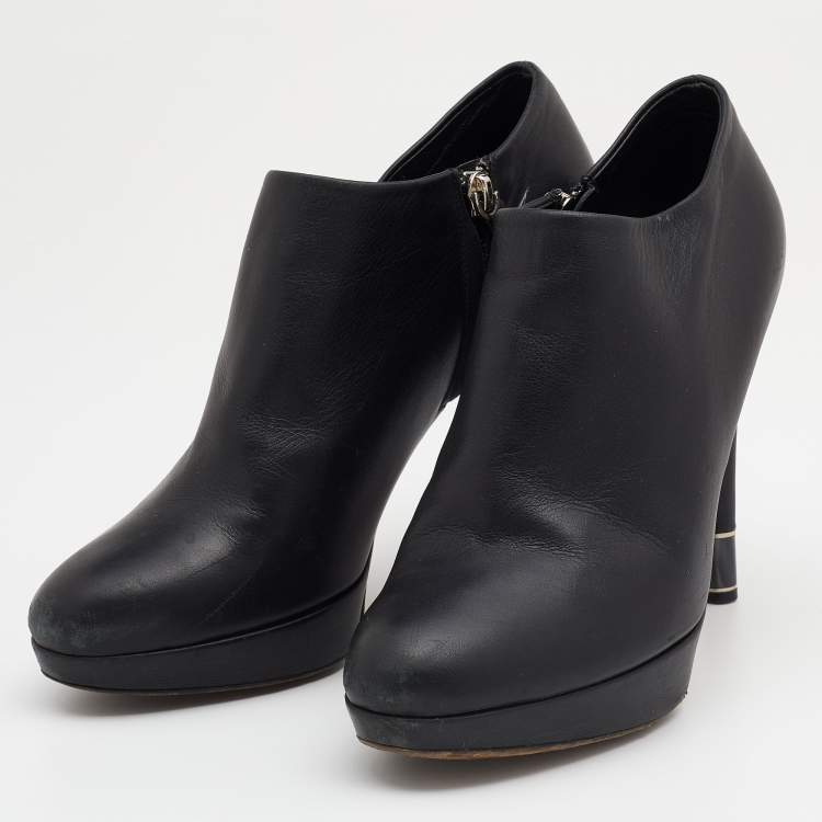 Pre Owned Dior Black Leather Booties Size 38