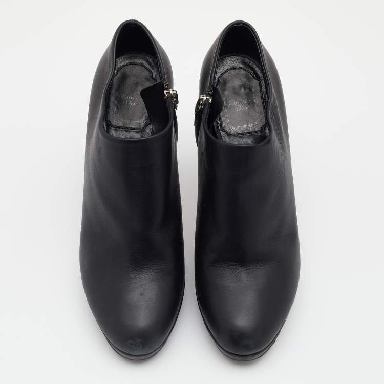 Pre Owned Dior Black Leather Booties Size 38