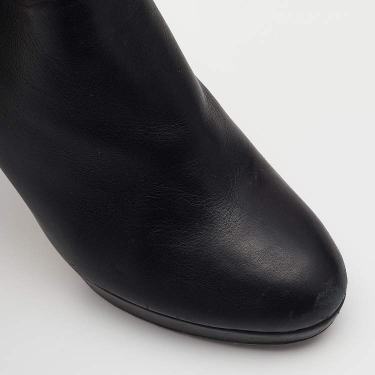 Pre Owned Dior Black Leather Booties Size 38