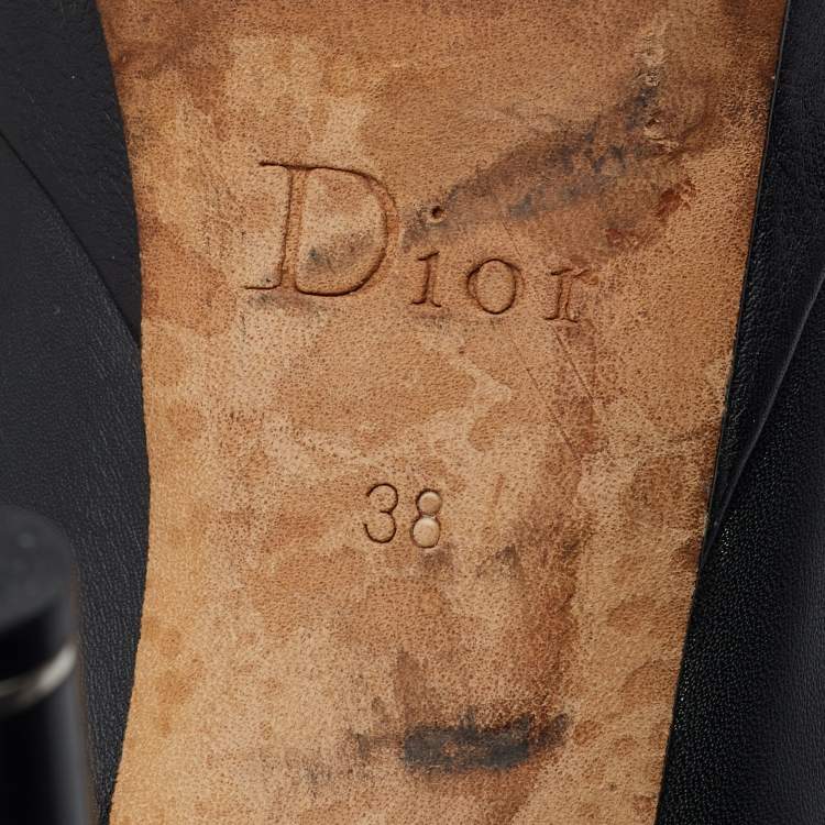 Pre Owned Dior Black Leather Booties Size 38