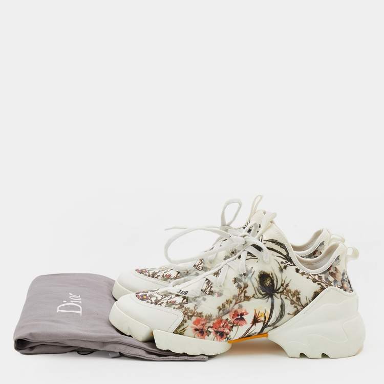 Pre Owned Dior Multicolor Printed Neoprene And Leather D-Connect Kaleidoscopic Sneakers Size 40.5