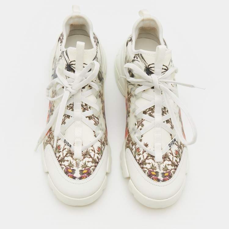 Pre Owned Dior Multicolor Printed Neoprene And Leather D-Connect Kaleidoscopic Sneakers Size 40.5