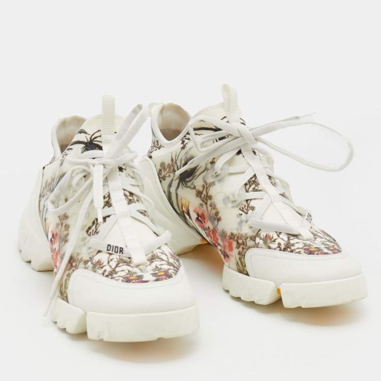 Pre Owned Dior Multicolor Printed Neoprene And Leather D-Connect Kaleidoscopic Sneakers Size 40.5