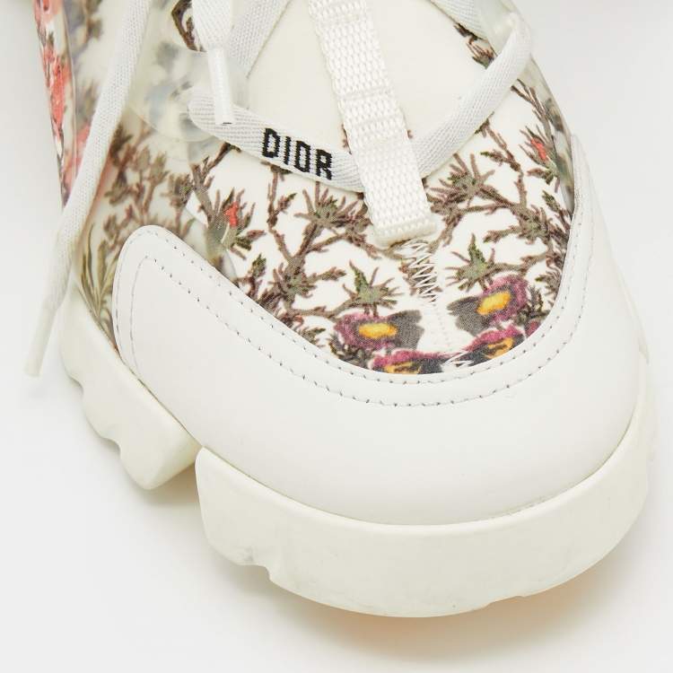 Pre Owned Dior Multicolor Printed Neoprene And Leather D-Connect Kaleidoscopic Sneakers Size 40.5