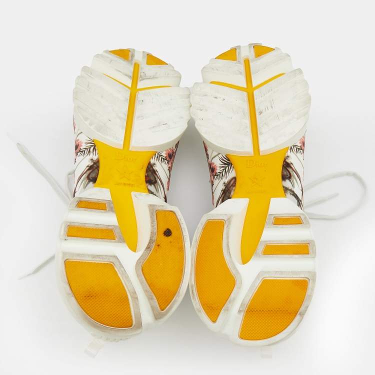 Pre Owned Dior Multicolor Printed Neoprene And Leather D-Connect Kaleidoscopic Sneakers Size 40.5