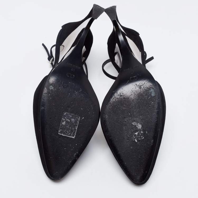 Pre Owned Dior Black Suede Ankle Strap Pumps Size 41