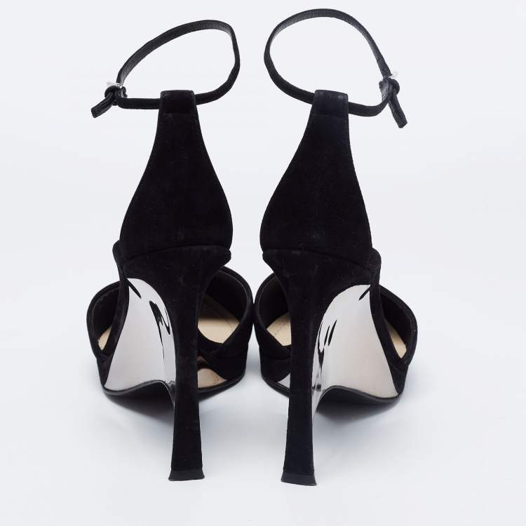Pre Owned Dior Black Suede Ankle Strap Pumps Size 41