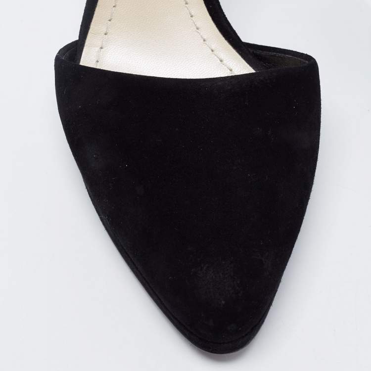 Pre Owned Dior Black Suede Ankle Strap Pumps Size 41