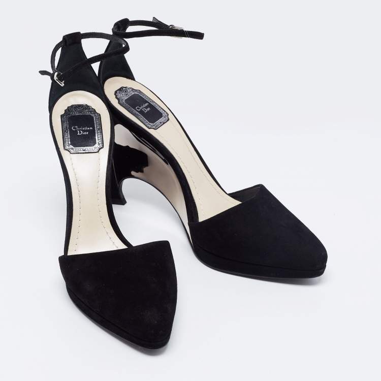 Pre Owned Dior Black Suede Ankle Strap Pumps Size 41