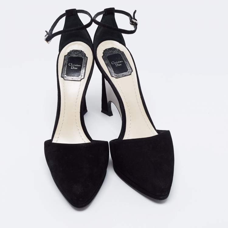Pre Owned Dior Black Suede Ankle Strap Pumps Size 41