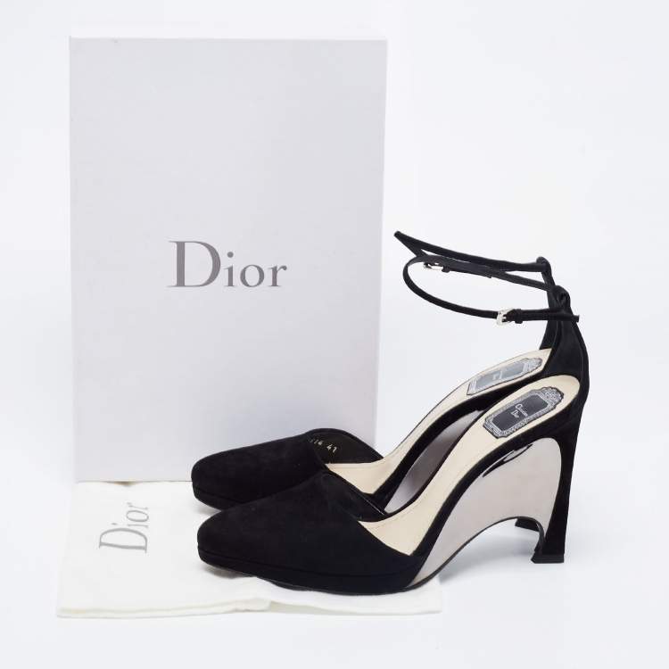 Pre Owned Dior Black Suede Ankle Strap Pumps Size 41