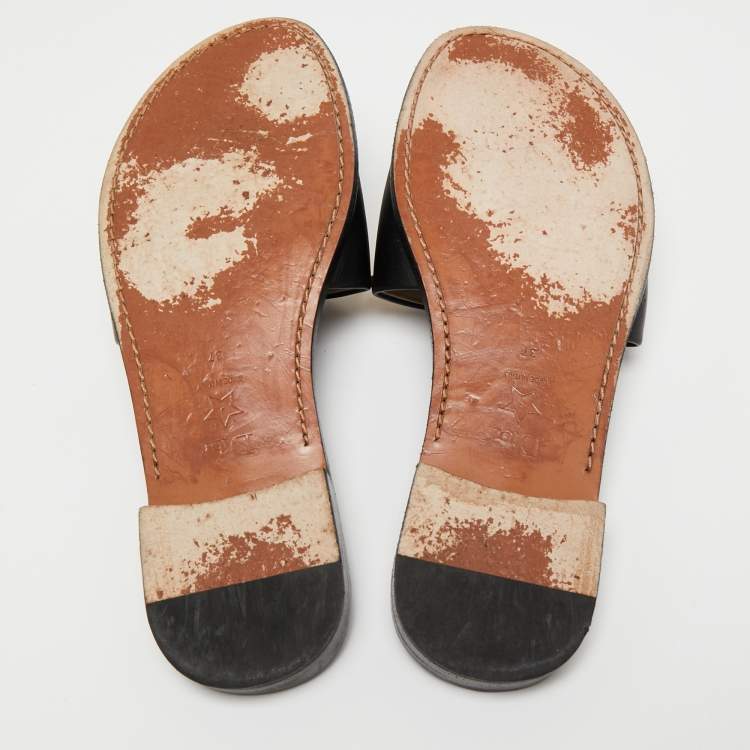 Pre Owned Dior Black Leather Diorevolution Flat Slides Size 37