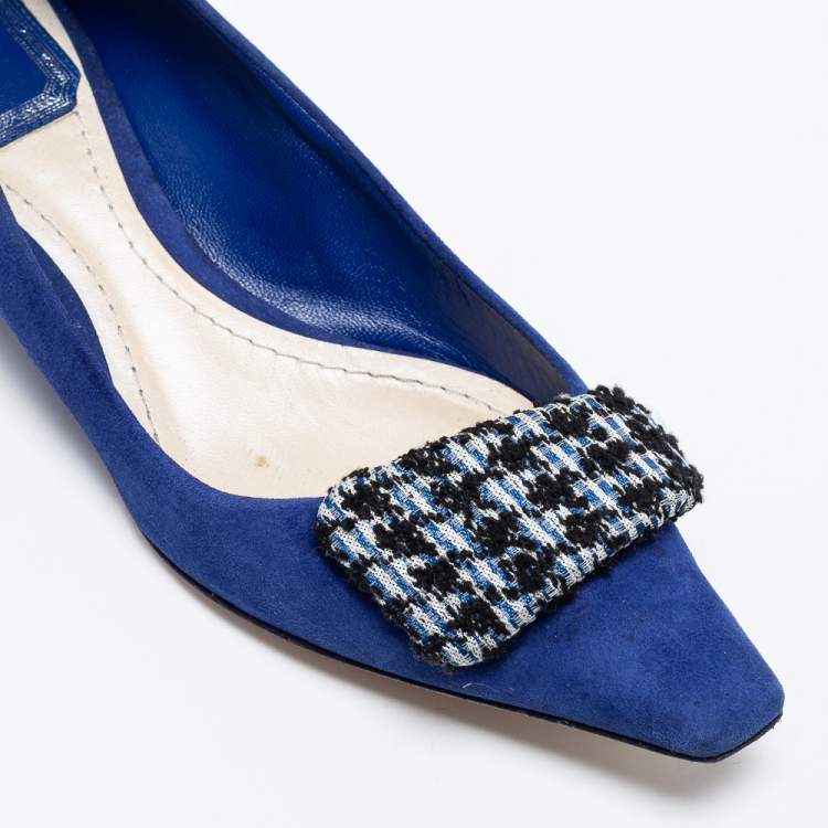Pre Owned Dior Blue Suede  Ballet Flats Size 35.5
