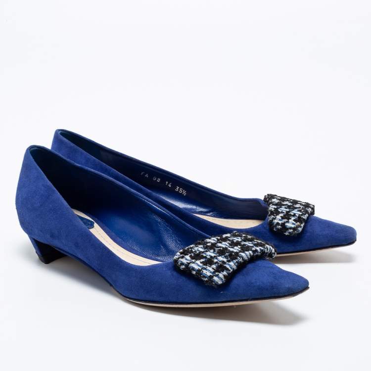 Pre Owned Dior Blue Suede  Ballet Flats Size 35.5