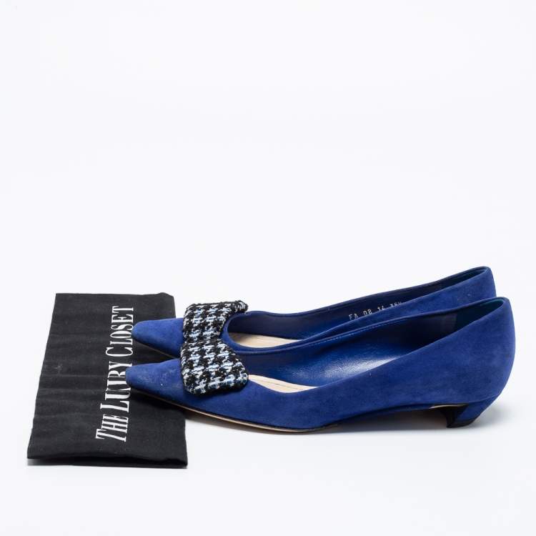 Pre Owned Dior Blue Suede  Ballet Flats Size 35.5