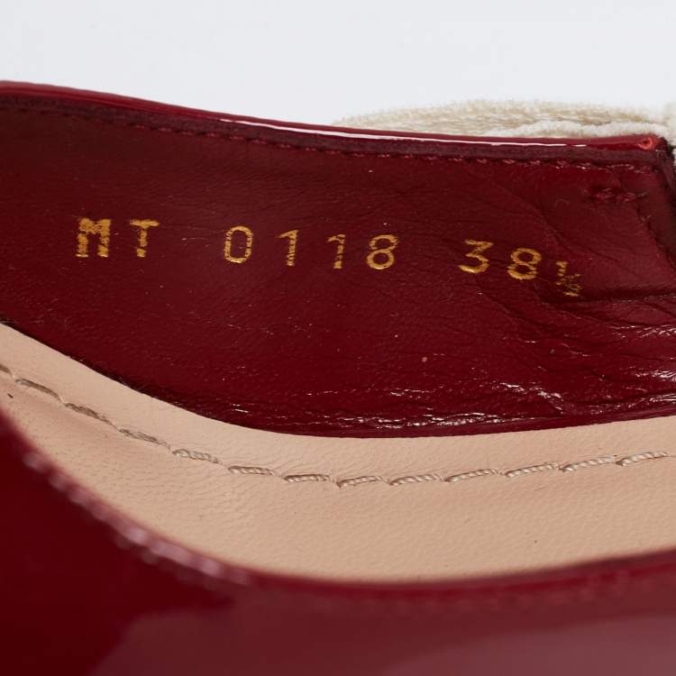 Pre Owned Dior Burgundy Patent Leather Pointed Toe J'adior Slingback Sandals Size 38.5