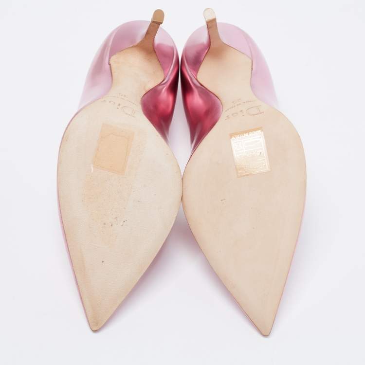 Pre Owned Dior Metallic Pink Leather Cherie Pointed-Toe Pumps Size 36