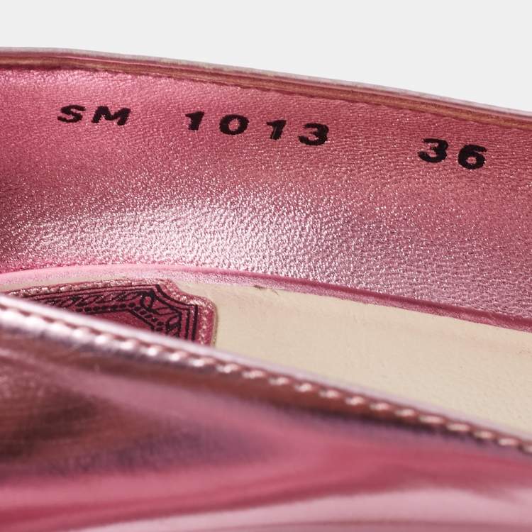 Pre Owned Dior Metallic Pink Leather Cherie Pointed-Toe Pumps Size 36