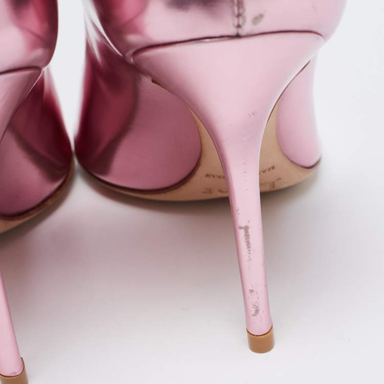 Pre Owned Dior Metallic Pink Leather Cherie Pointed-Toe Pumps Size 36