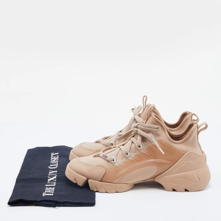 Pre Owned Dior Beige PVC/Fabric And Leather D-Connect  Sneakers Size 38