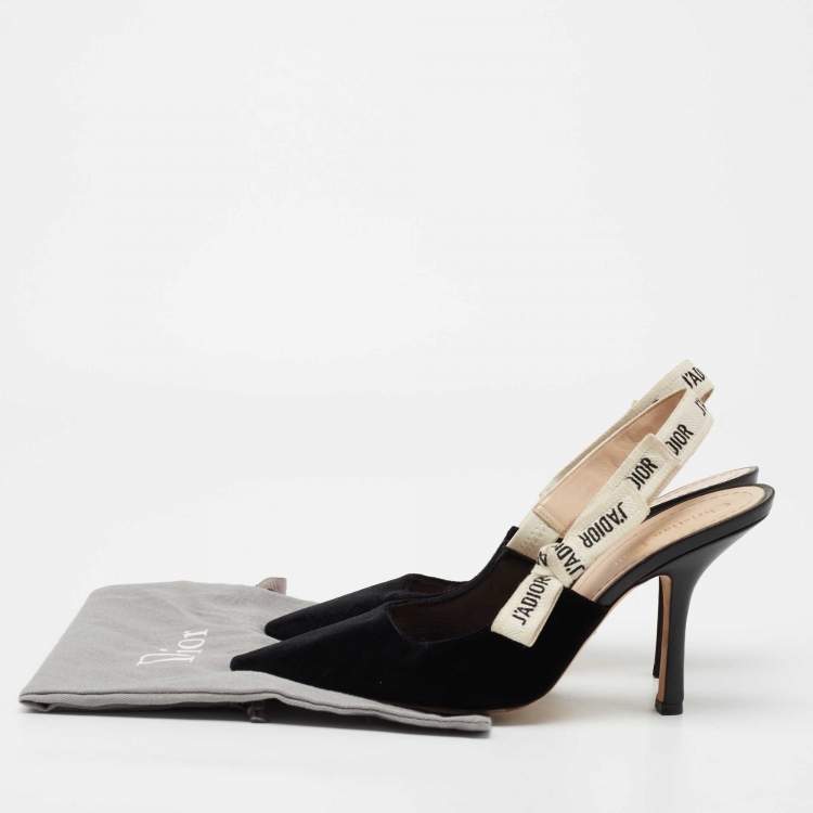 Pre Owned Dior Black Velvet J'adior Slingback Sandals Size 40