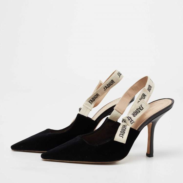 Pre Owned Dior Black Velvet J'adior Slingback Sandals Size 40