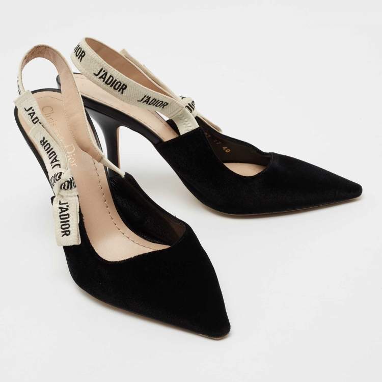 Pre Owned Dior Black Velvet J'adior Slingback Sandals Size 40