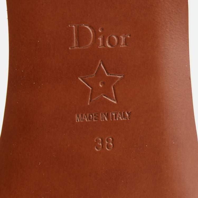 Pre Owned Dior White Leather D Club Flat Sandals Size 38