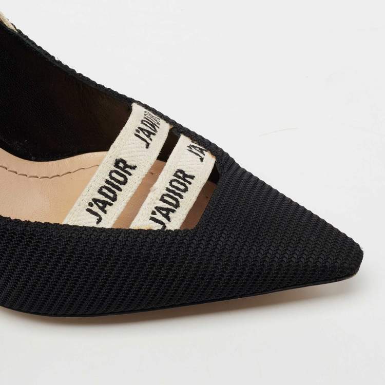 مملوكة مسبقًا Christian Dior Black Technical Fabric J'adior Ribbon Pumps Size 38.5
