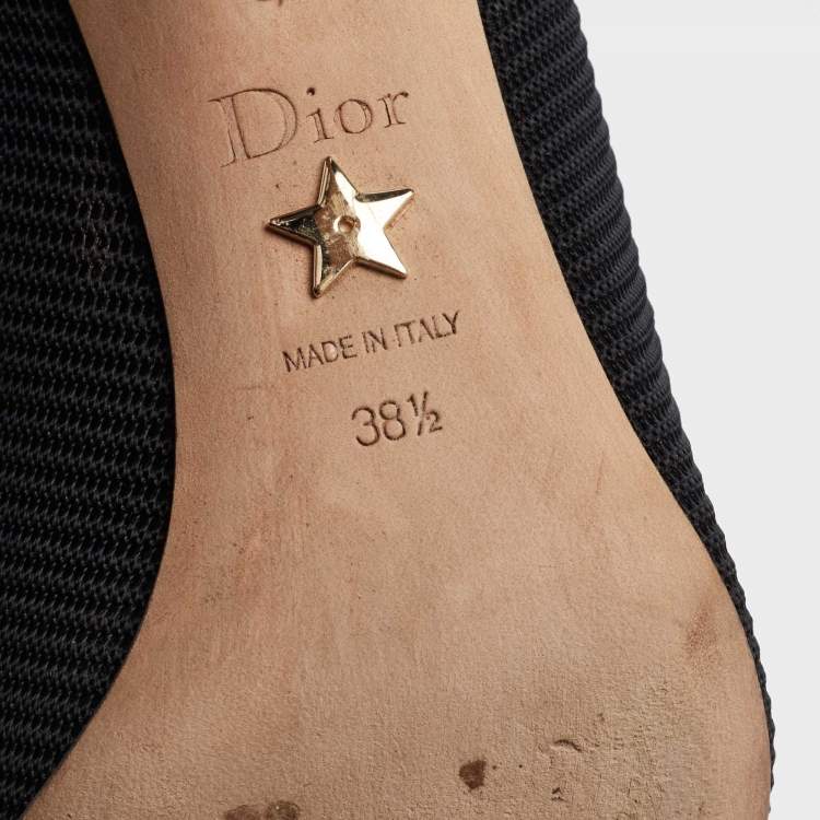 مملوكة مسبقًا Christian Dior Black Technical Fabric J'adior Ribbon Pumps Size 38.5