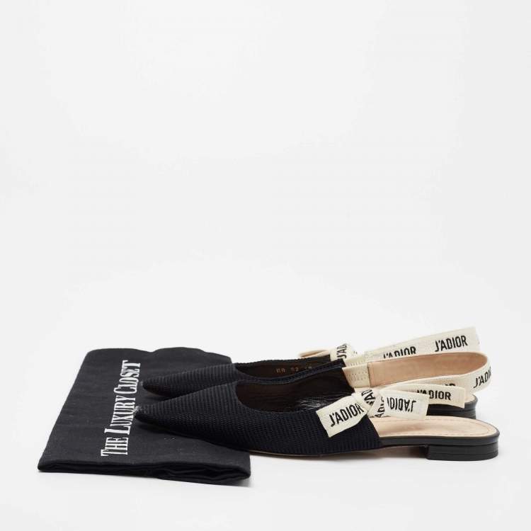 Pre Owned Dior Black Fabric J'adior Slingback Sandals Size 37.5 