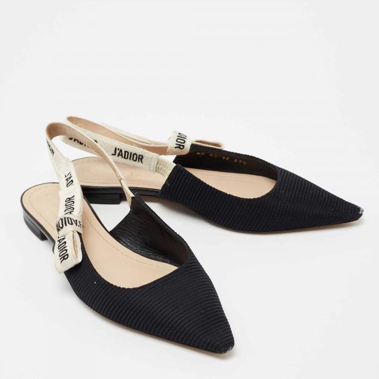 Pre Owned Dior Black Fabric J'adior Slingback Sandals Size 37.5 