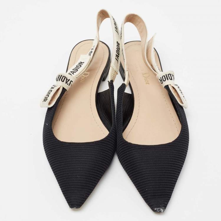 Pre Owned Dior Black Fabric J'adior Slingback Sandals Size 37.5 