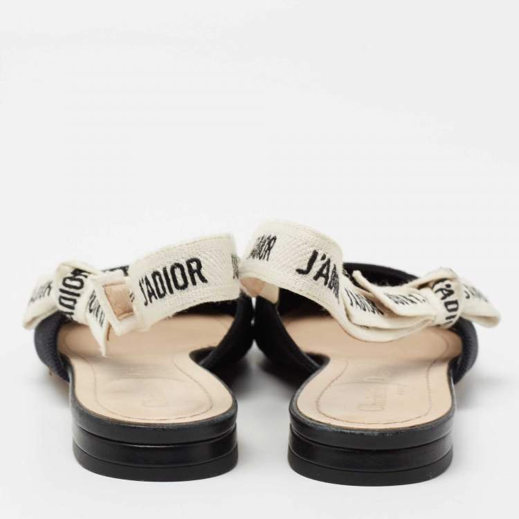 Pre Owned Dior Black Fabric J'adior Slingback Sandals Size 37.5 
