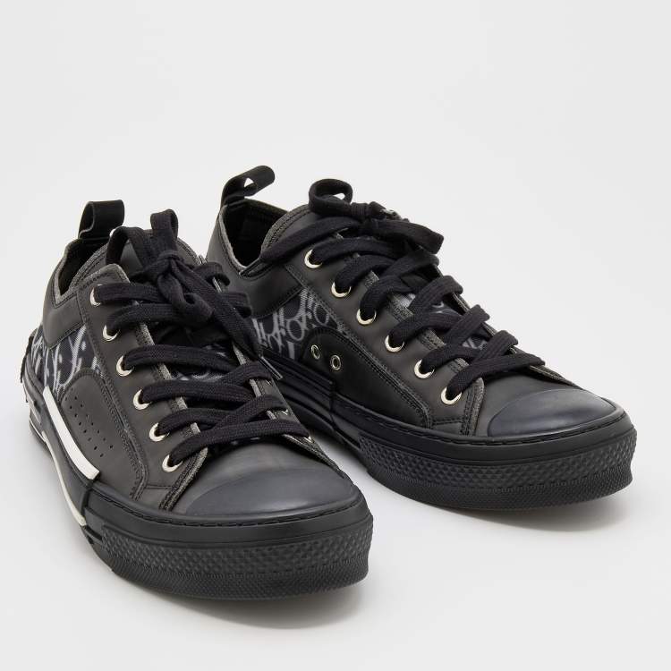 مملوكة مسبقًا Dior Black Oblique Mesh and Rubber B23 Low Top Sneakers Size 41