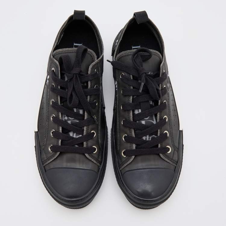مملوكة مسبقًا Dior Black Oblique Mesh and Rubber B23 Low Top Sneakers Size 41