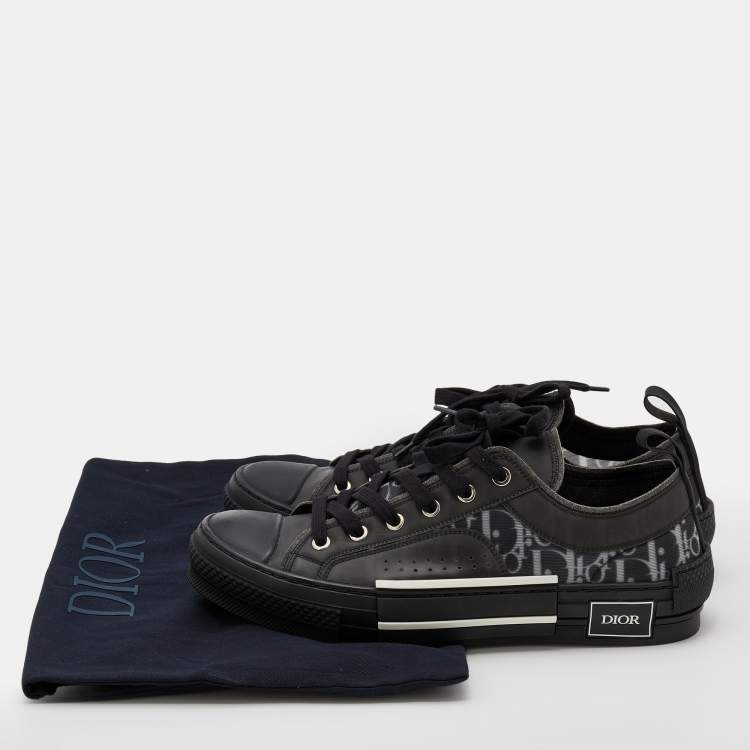 مملوكة مسبقًا Dior Black Oblique Mesh and Rubber B23 Low Top Sneakers Size 41