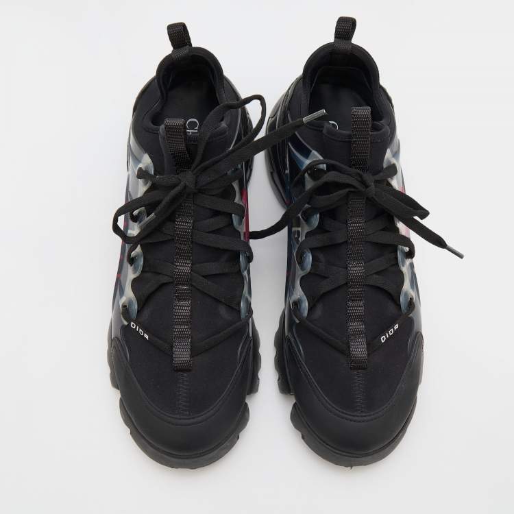 Pre Owned Dior Black Neoprene and Leather D-Connect Je T'Aime Print Sneakers Size 38.5