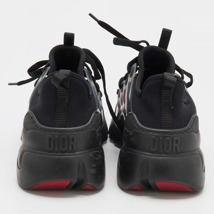 Pre Owned Dior Black Neoprene and Leather D-Connect Je T'Aime Print Sneakers Size 38.5