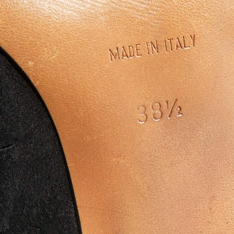 Pre Owned Dior Black Suede and Leather Pointed Toe Ankle Length Boots Size 38.5