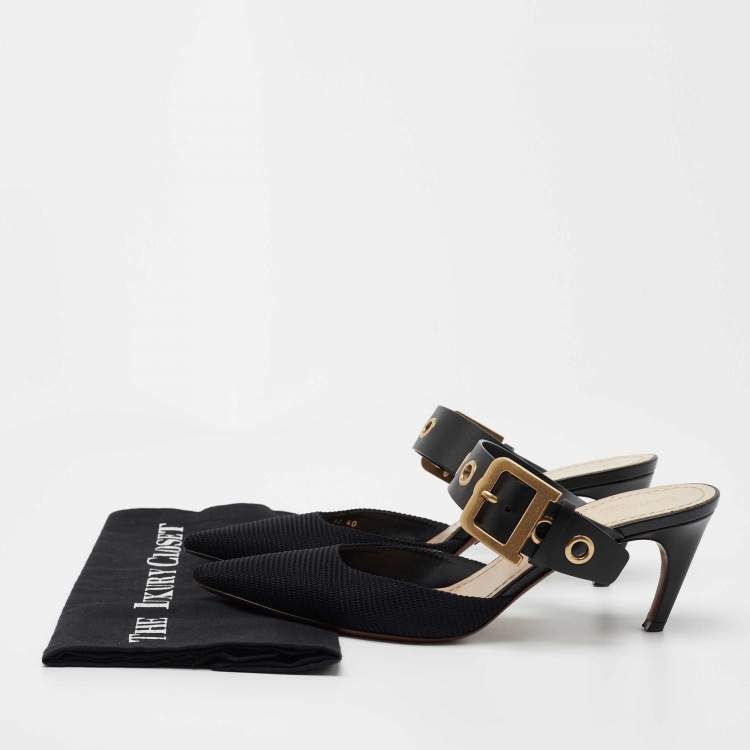 Pre Owned Dior Black Rubber And Fabric D-Dior Mule Sandals Size 40