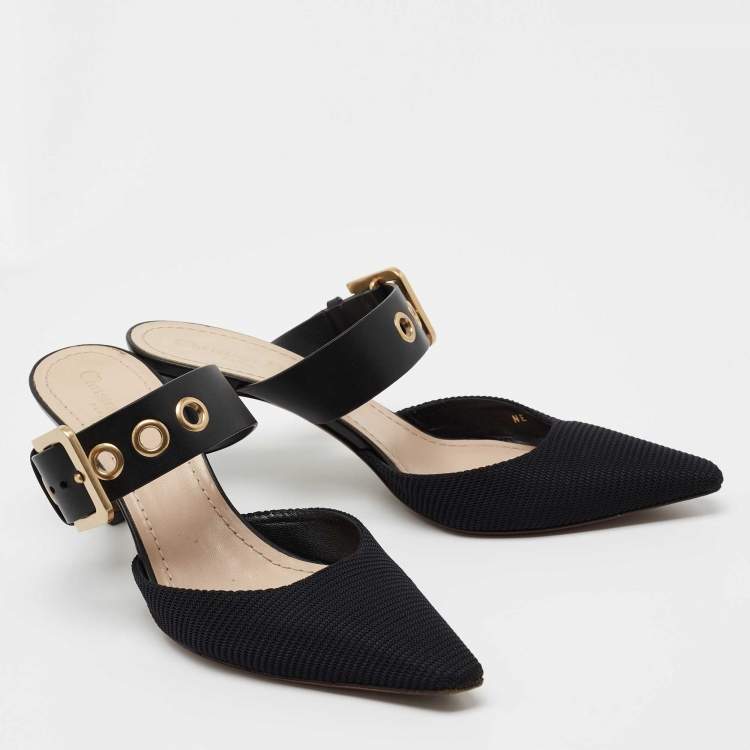 Pre Owned Dior Black Rubber And Fabric D-Dior Mule Sandals Size 40
