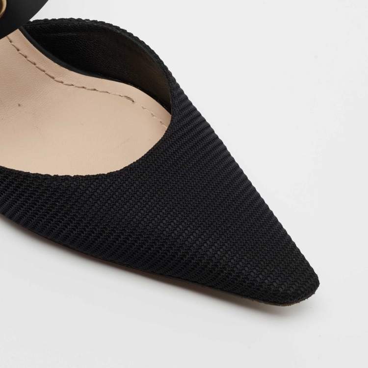 Pre Owned Dior Black Rubber And Fabric D-Dior Mule Sandals Size 40